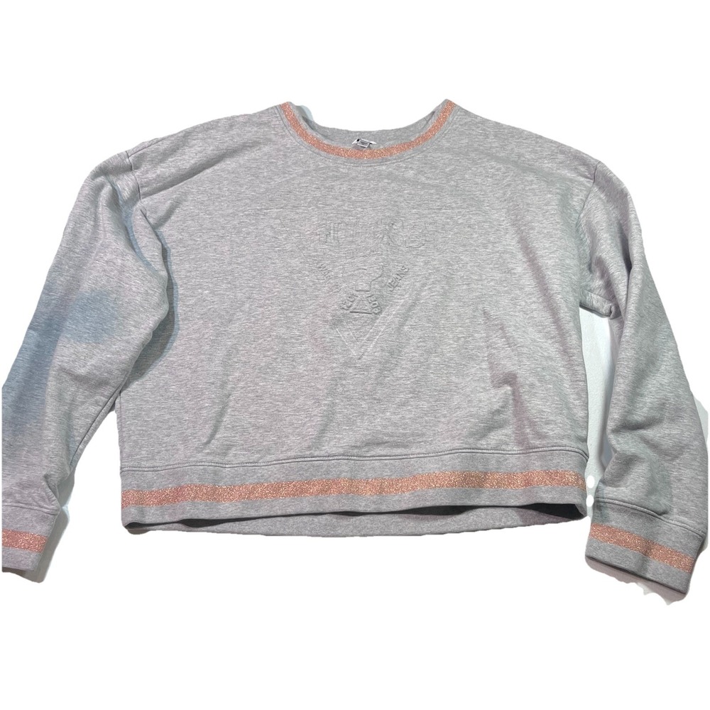 Guess Women's Crop Top Sweatshirt Embossed Logo XL